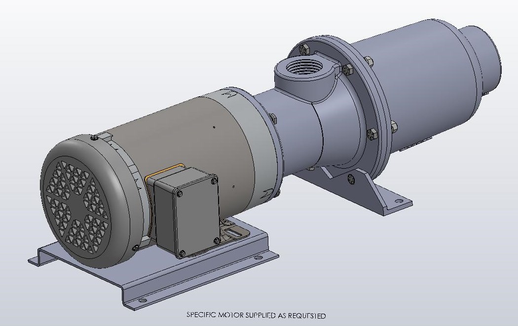 Cast Iron Hsg, Stainless Steel Internals, Viton Elastomers, Mechanical Seal, Pinned Flex Joint and Connections with Single or 3 Phase Motor of your choice